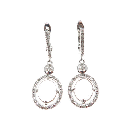 925 Sterling Silver Real Diamond & White Topaz Dangle Earrings