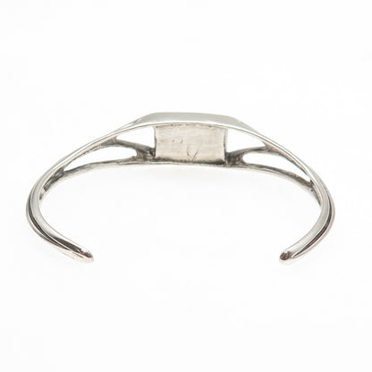 Old Pawn 925 Sterling Silver Vintage White Onyx Tribal Adjustable Bracelet 5.25"