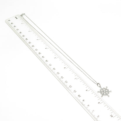 925 Sterling Silver Round-Cut C Z Snowflake Cable Chain Necklace 16"