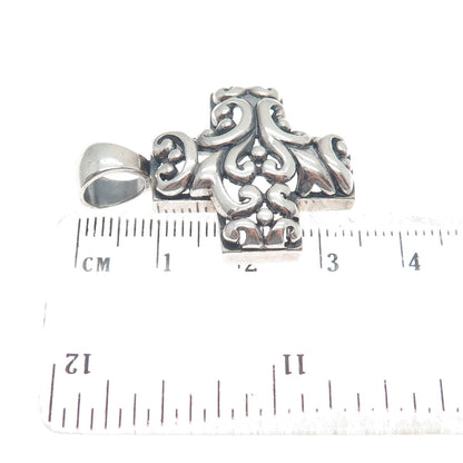 925 Sterling Silver Vintage Ornate Cross Oxidized Pendant
