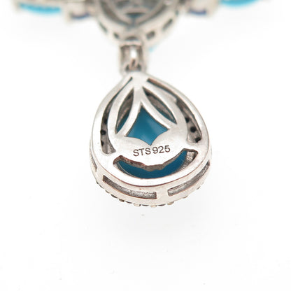 Chuck Clemency 925 Sterling Silver Real Turquoise Tanzanite Spinel Necklace 18"