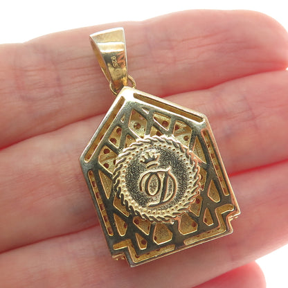 925 Sterling Silver Gold Plated Round-Cut C Z House Charm Pendant