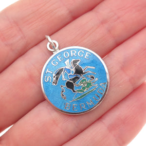 Breadner Co. 925 Sterling Silver Vintage Enamel St. George Bermuda Charm Pendant