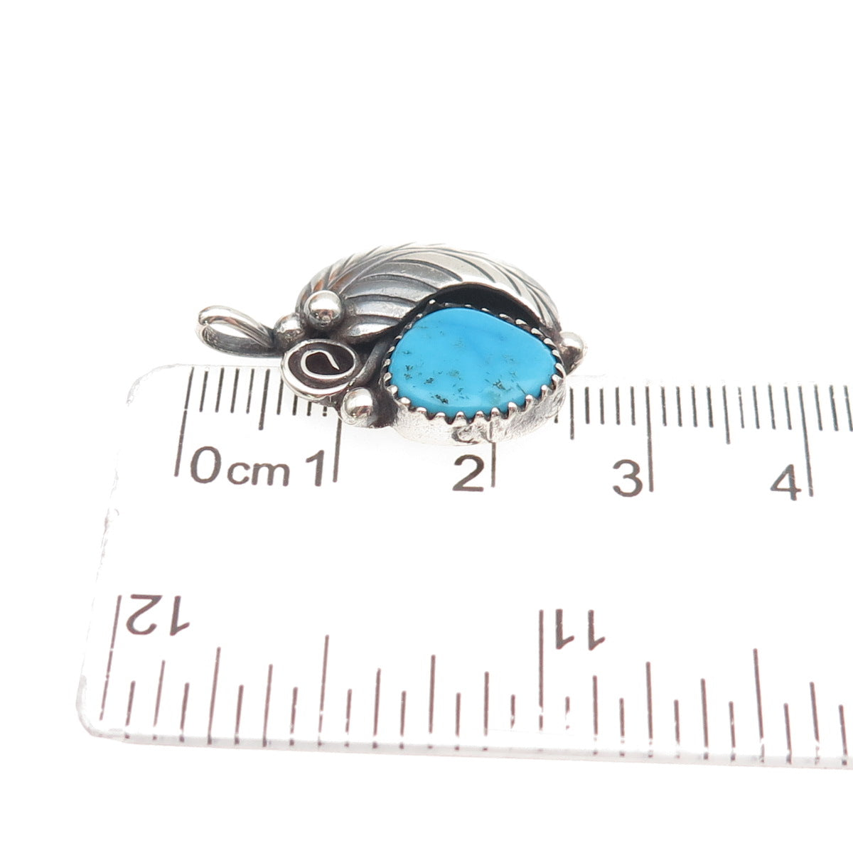 Lee McCray Navajo Old Pawn 925 Sterling Silver Vintage Turquoise Feather Pendant