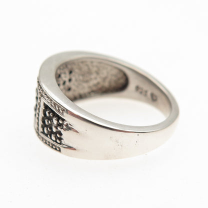 925 Sterling Silver Real Round-Cut Black Diamond Ring Size 7.25