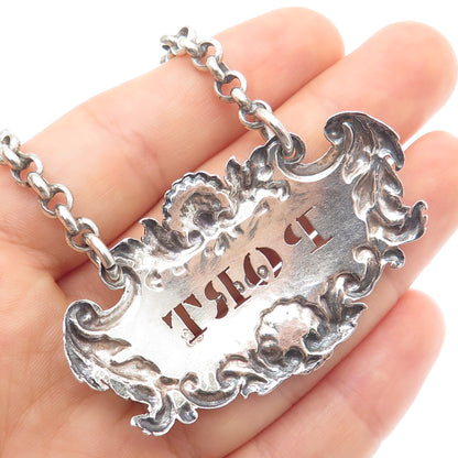 CHARLES REILY & GEORGE 925 Sterling Silver Antique 1829 London Port Bottle Tag