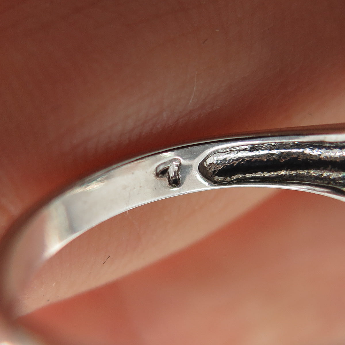 925 Sterling Silver Vintage Heart-Cut C Z Promise Ring Size 7.25