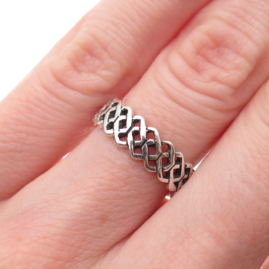 925 Sterling Silver Vintage Celtic Knot Oxidized Band Ring Size 5