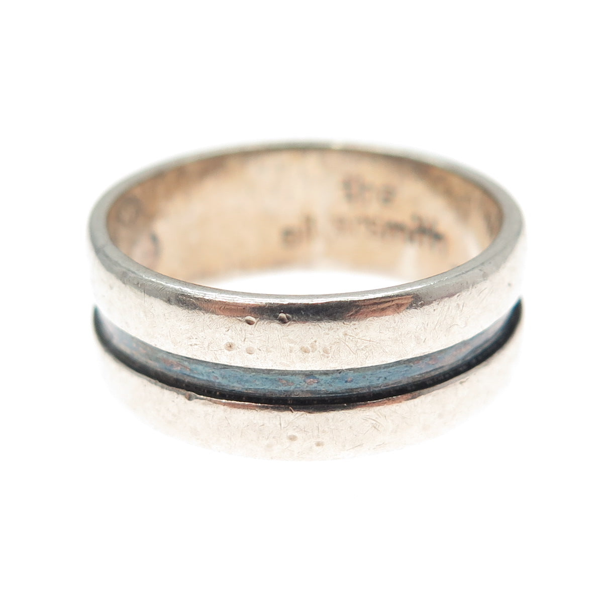 THE SILVERSMITH Sterling Silver Vintage Modernist Oxidized Band Ring Size 7.25