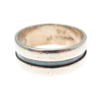 THE SILVERSMITH Sterling Silver Vintage Modernist Oxidized Band Ring Size 7.25