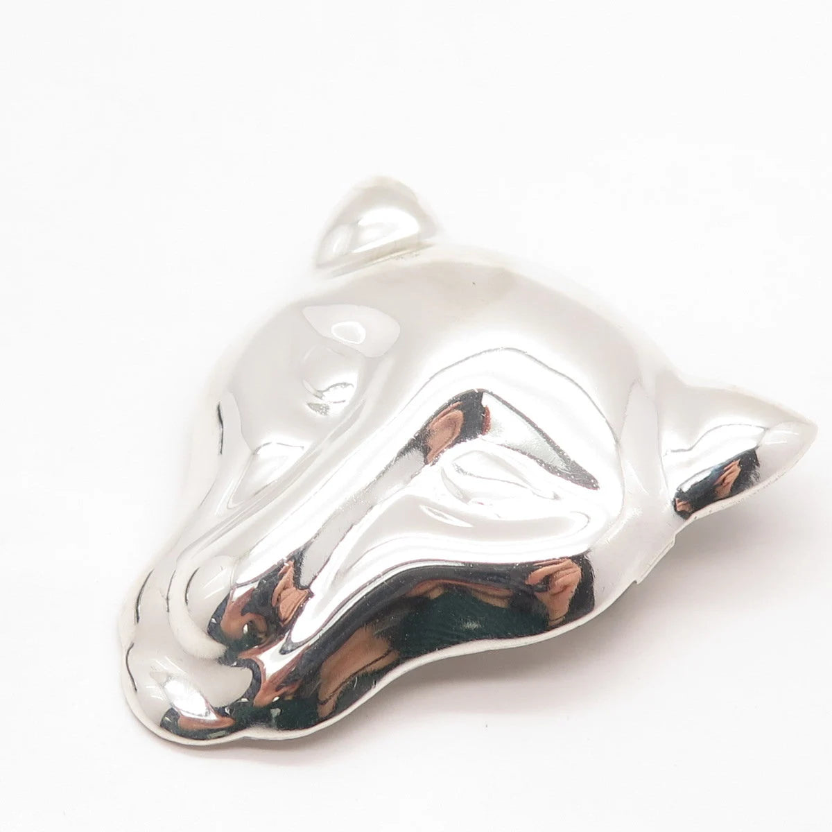 925 Sterling Silver Vintage Mexico Panther Head Pin Brooch / Pendant