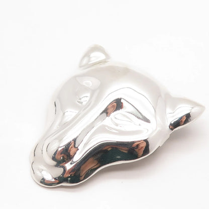 925 Sterling Silver Vintage Mexico Panther Head Pin Brooch / Pendant