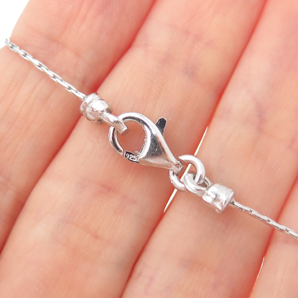 925 Sterling Silver Vintage Ball Beaded Flower Round Box Chain Necklace 18"