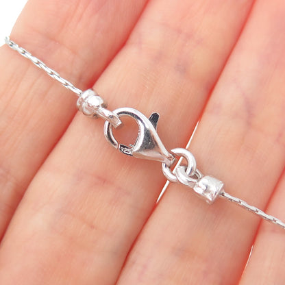 925 Sterling Silver Vintage Ball Beaded Flower Round Box Chain Necklace 18"