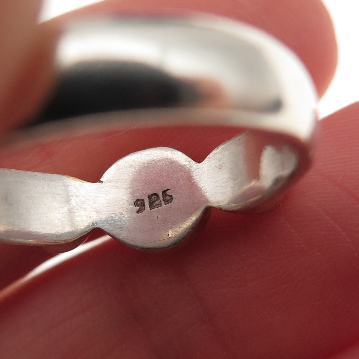 925 Sterling Silver 2-Tone Vintage Real Moonstone & Red Garnet Ring Size 9.25