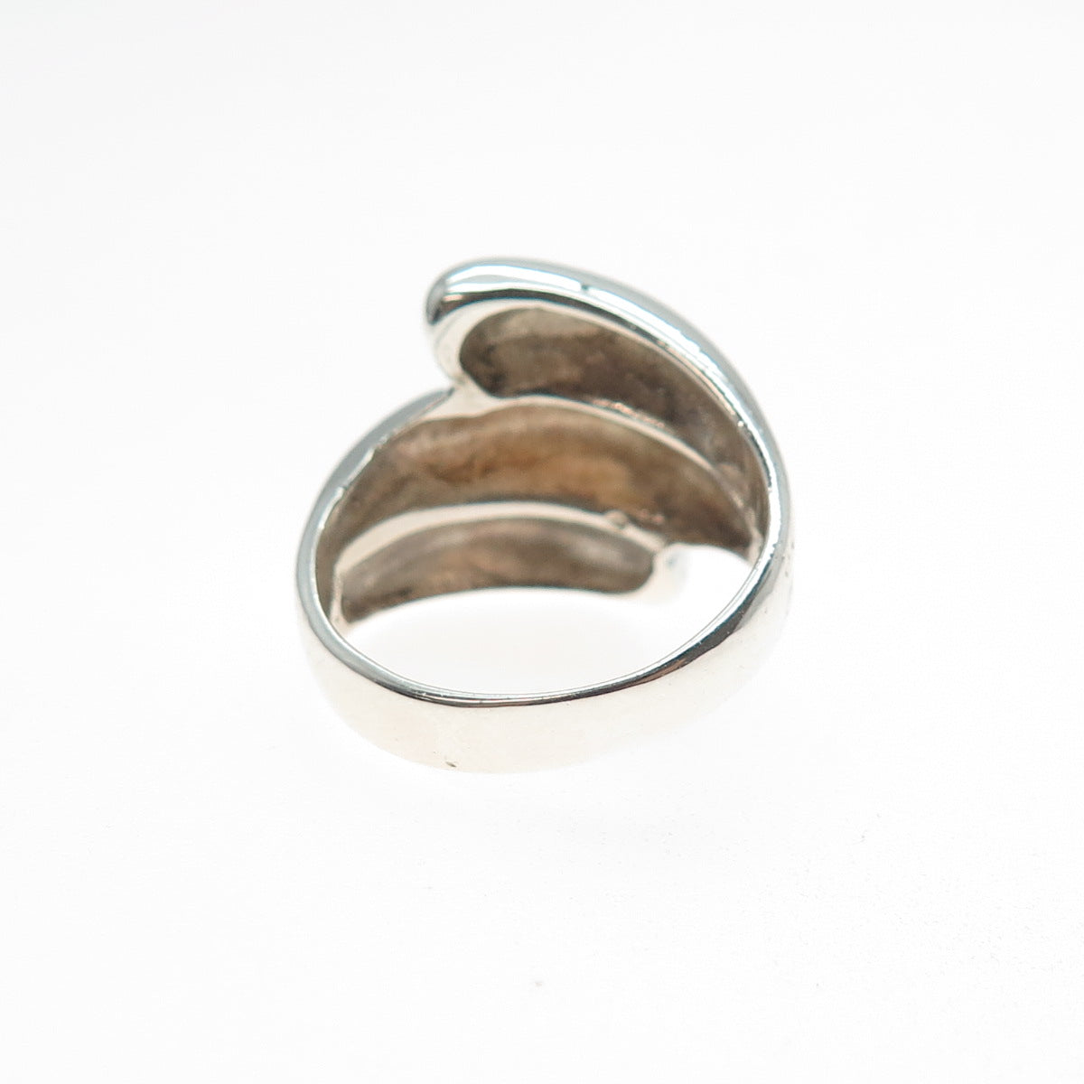 925 Sterling Silver Vintage Modernist Bypass Ring Size 6.5
