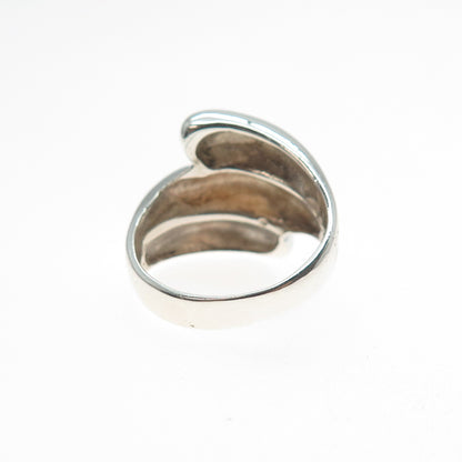 925 Sterling Silver Vintage Modernist Bypass Ring Size 6.5