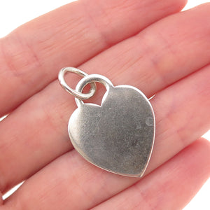 Tiffany & Co. 925 Sterling Silver Vintage Heart Tag Charm Pendant