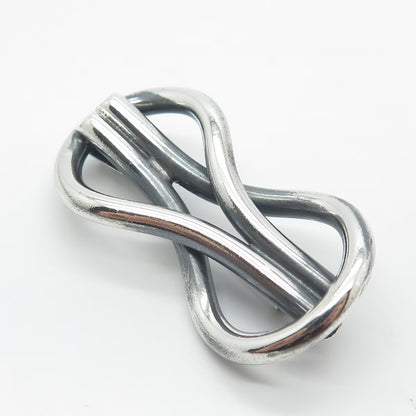 925 Sterling Silver Vintage Mexico Modernist Loop Pin Brooch