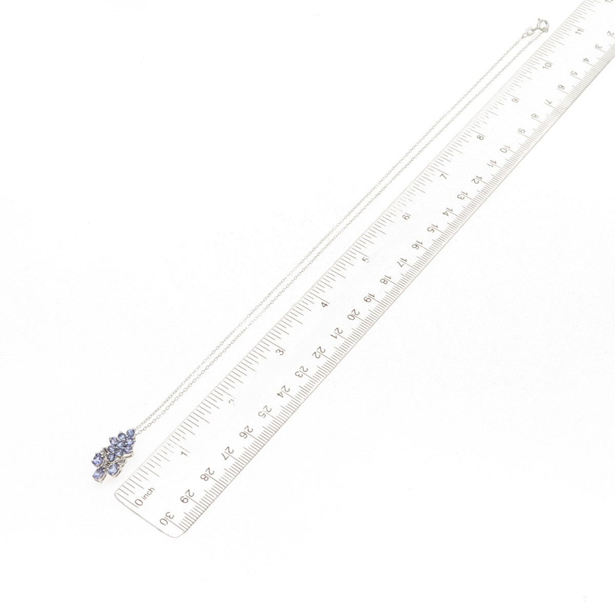 Chuck Clemency 925 Sterling Silver Real Tanzanite White Topaz Chain Necklace 20"