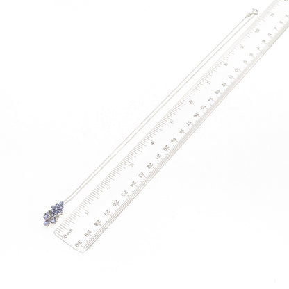 Chuck Clemency 925 Sterling Silver Real Tanzanite White Topaz Chain Necklace 20"