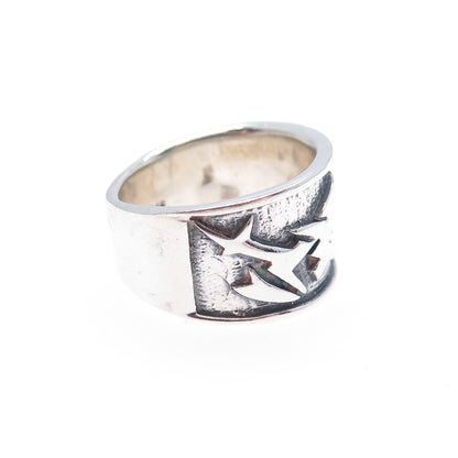 925 Sterling Silver Vintage Modernist Oxidized Biker Ring Size 7.75