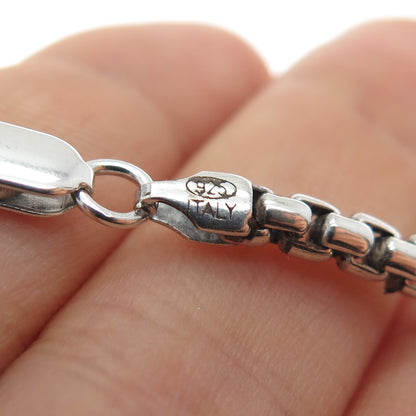 925 Sterling Silver Vintage Italy Round Box Chain Necklace 24"