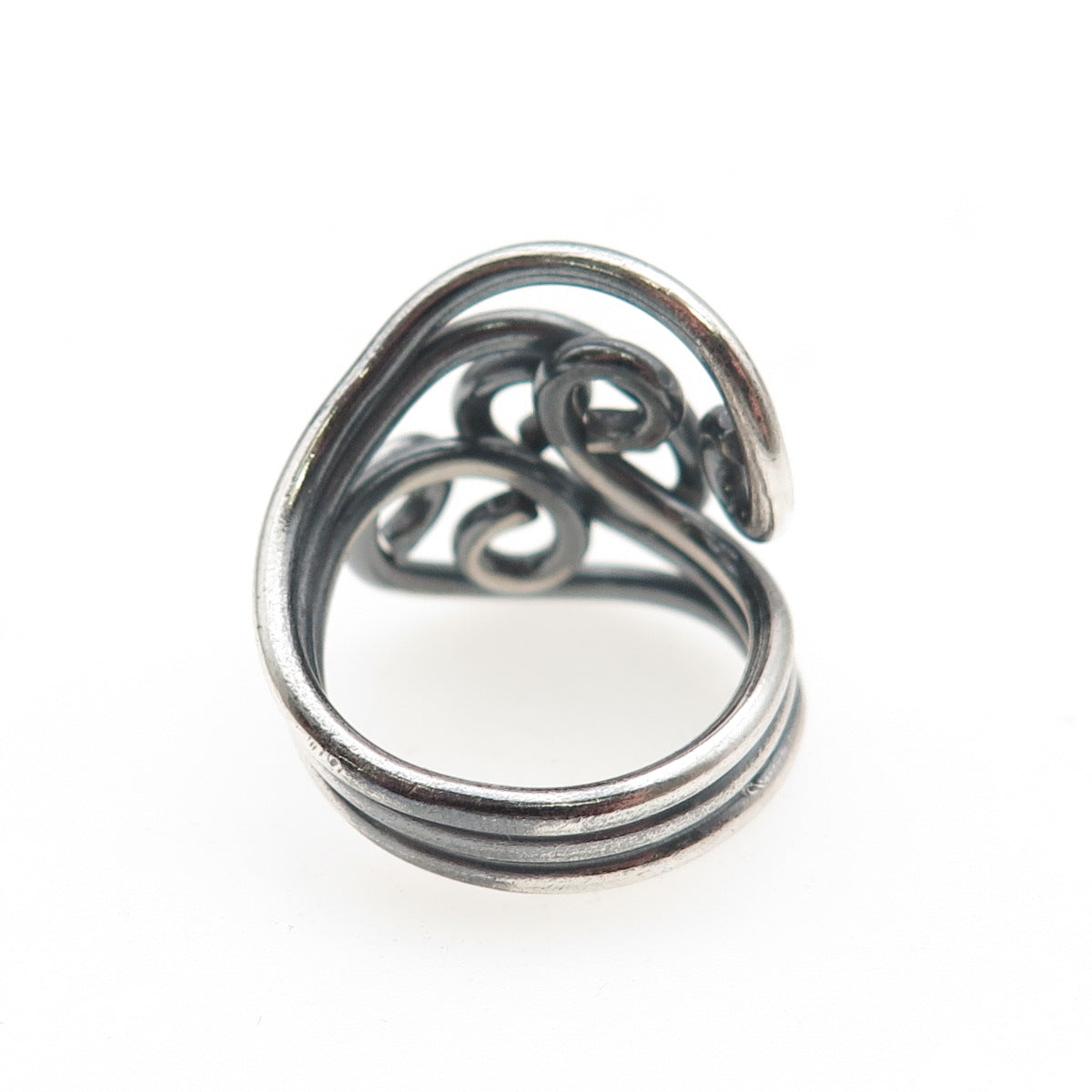 925 Sterling Silver Vintage Modernist Swirl Oxidized Ring Size 5.75