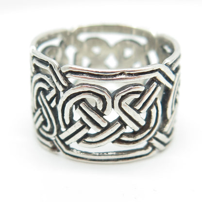 925 Sterling Silver Vintage Viking / Celtic Knot Band Ring Size 7.25