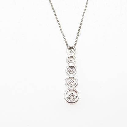 925 Sterling Silver Round-Cut C Z Graduated Drop Cable Chain Necklace 18"