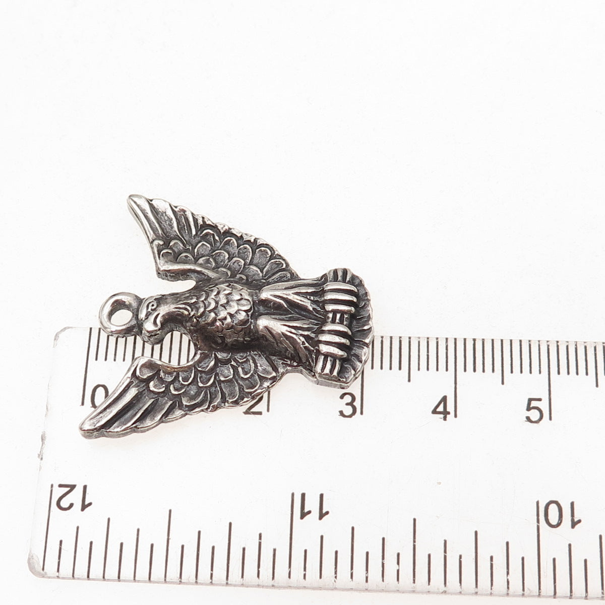 925 Sterling Silver Vintage Boy Scout Eagle Medal Oxidized Pendant