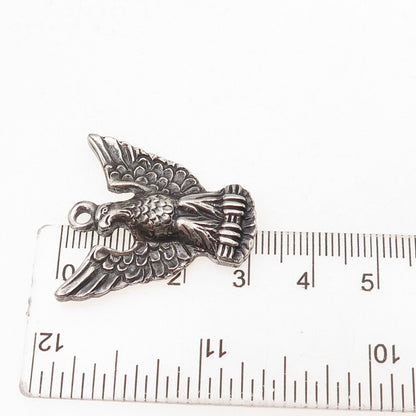 925 Sterling Silver Vintage Boy Scout Eagle Medal Oxidized Pendant