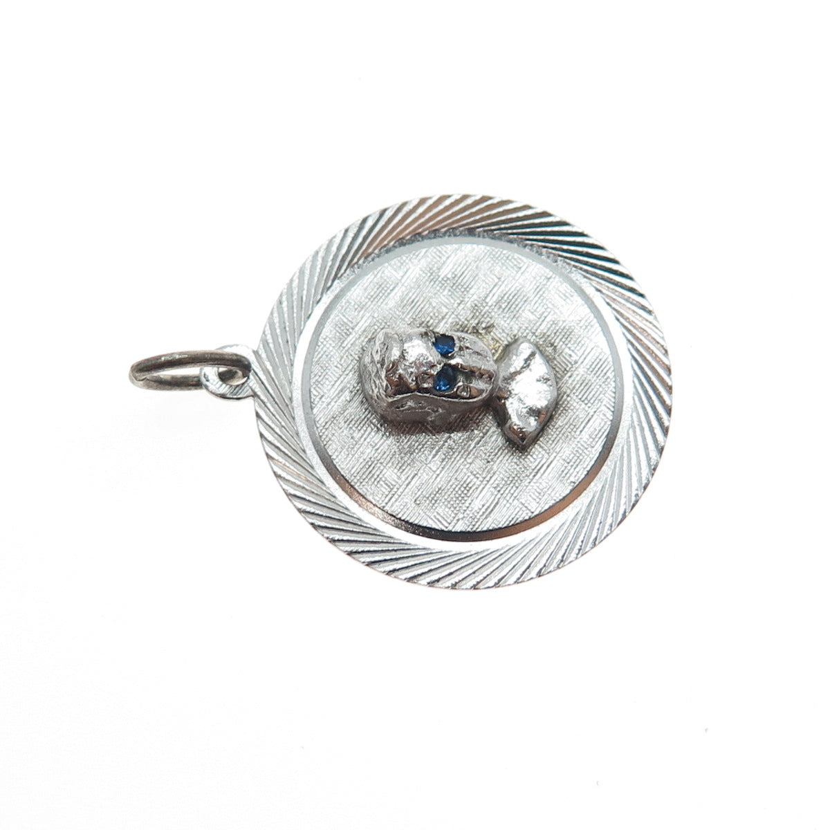 MARC MERCY 925 Sterling Silver Vintage Lab-Created Sapphire Boy Charm Pendant