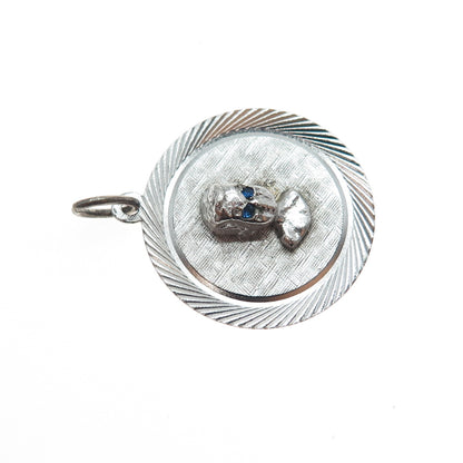 MARC MERCY 925 Sterling Silver Vintage Lab-Created Sapphire Boy Charm Pendant