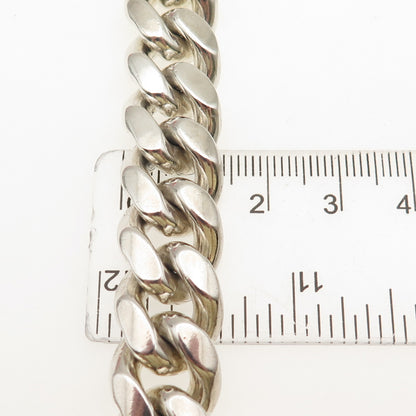 925 Sterling Silver Vintage Italy Heavy 98.2g Cuban Link Bracelet 7.25"