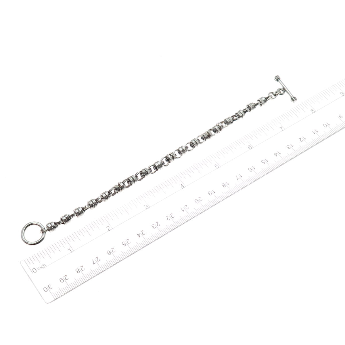 925 Sterling Silver Vintage Modernist Anchor Link Oxidized Bracelet 6.75"