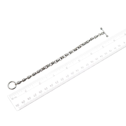 925 Sterling Silver Vintage Modernist Anchor Link Oxidized Bracelet 6.75"