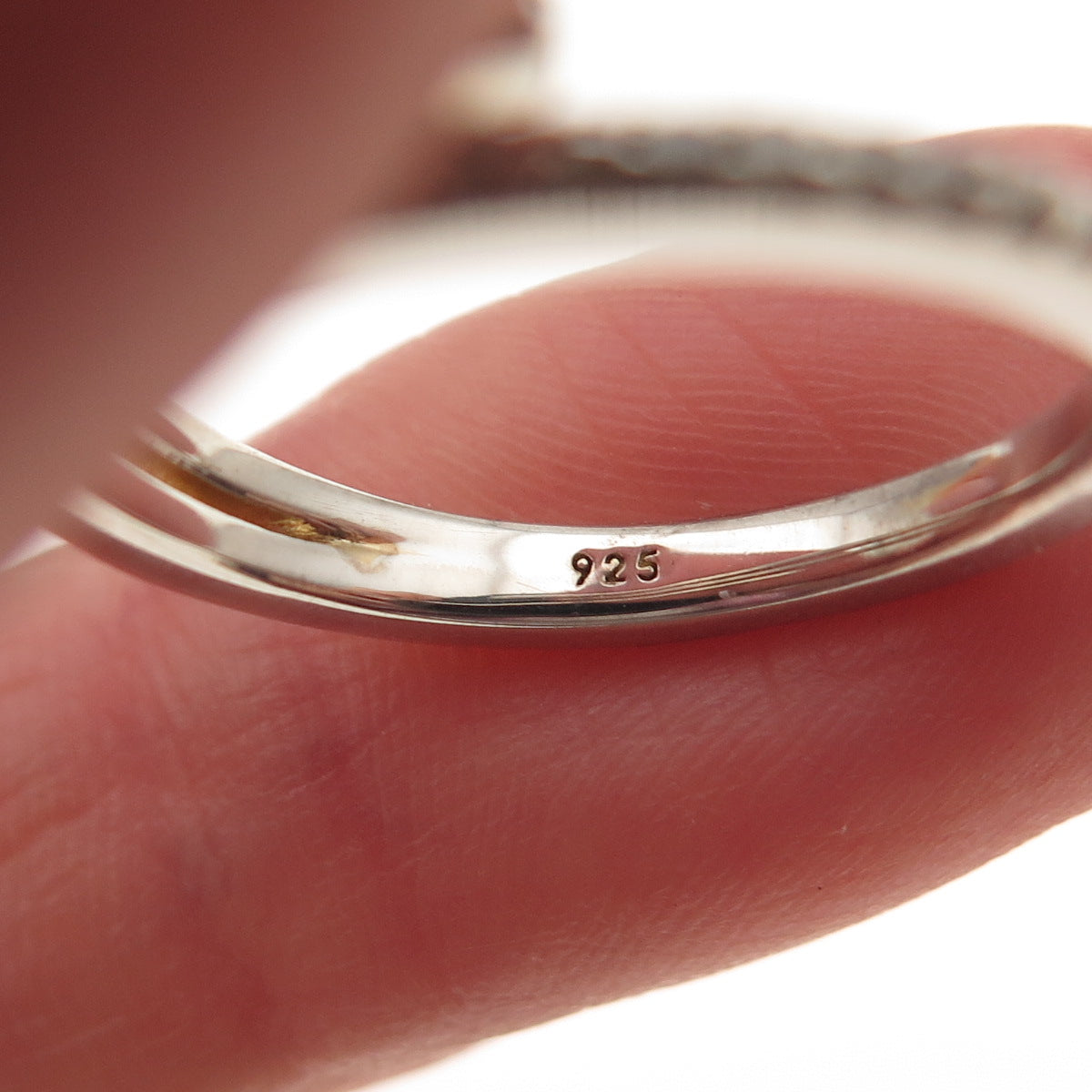 925 Sterling Silver Real Round-Cut Diamond Bypass Adjustable Ring Size 7.25