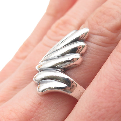 Chapal Zenray 925 Sterling Silver Vintage Modernist Wing Oxidized Ring Size 8.25