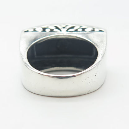 925 Sterling Silver Vintage Chapal-Zenray Black Onyx Elongated Ring Size 7