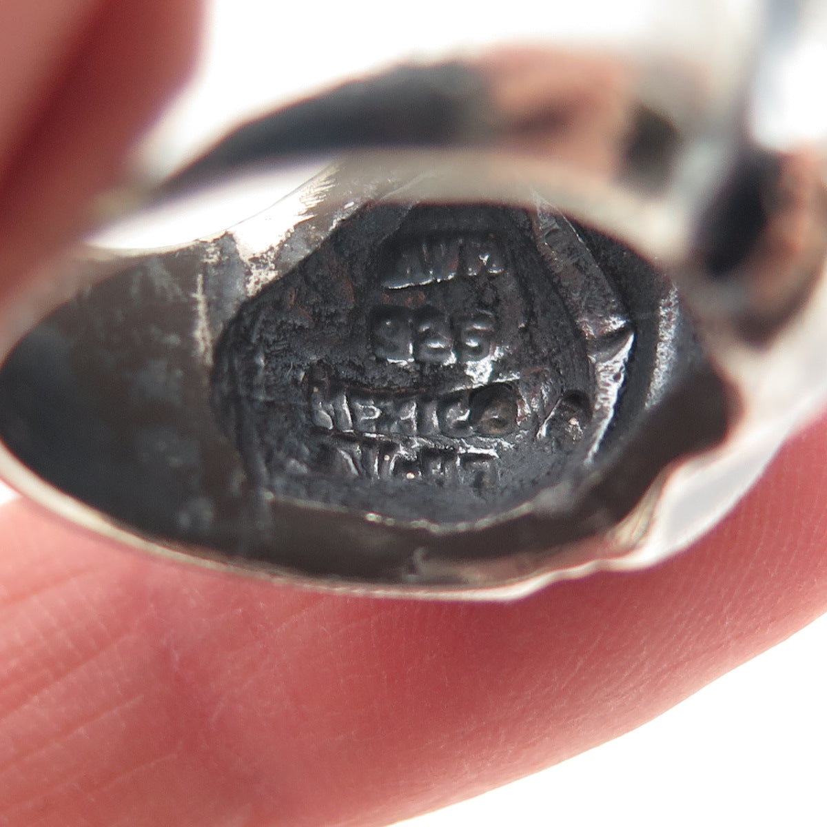 925 Sterling Silver Vintage AVM Mexico Modernist Dome Oxidized Ring Size 7