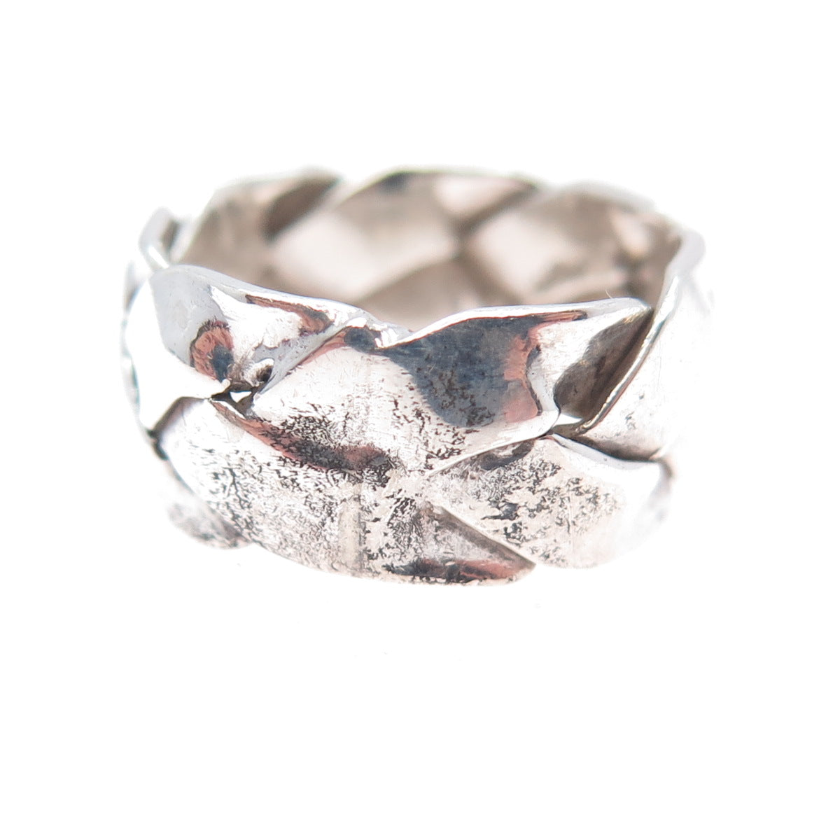 925 Sterling Silver Vintage Mexico Modernist Woven Band Ring Size 6