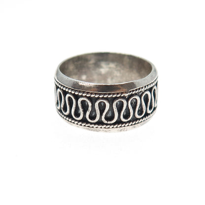 BOMA 925 Sterling Silver Vintage Zig Zag Oxidized Band Ring Size 6.25
