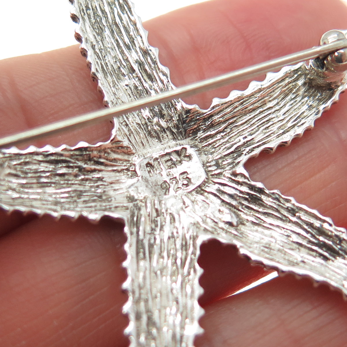 925 Sterling Silver Vintage Mexico Starfish Oxidized Pin Brooch
