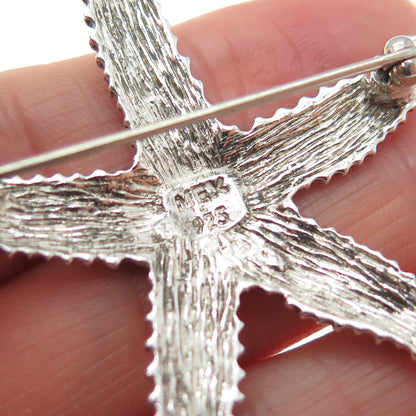 925 Sterling Silver Vintage Mexico Starfish Oxidized Pin Brooch