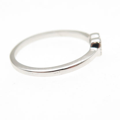 925 Sterling Silver Round-Cut C Z Heart Ring Size 7