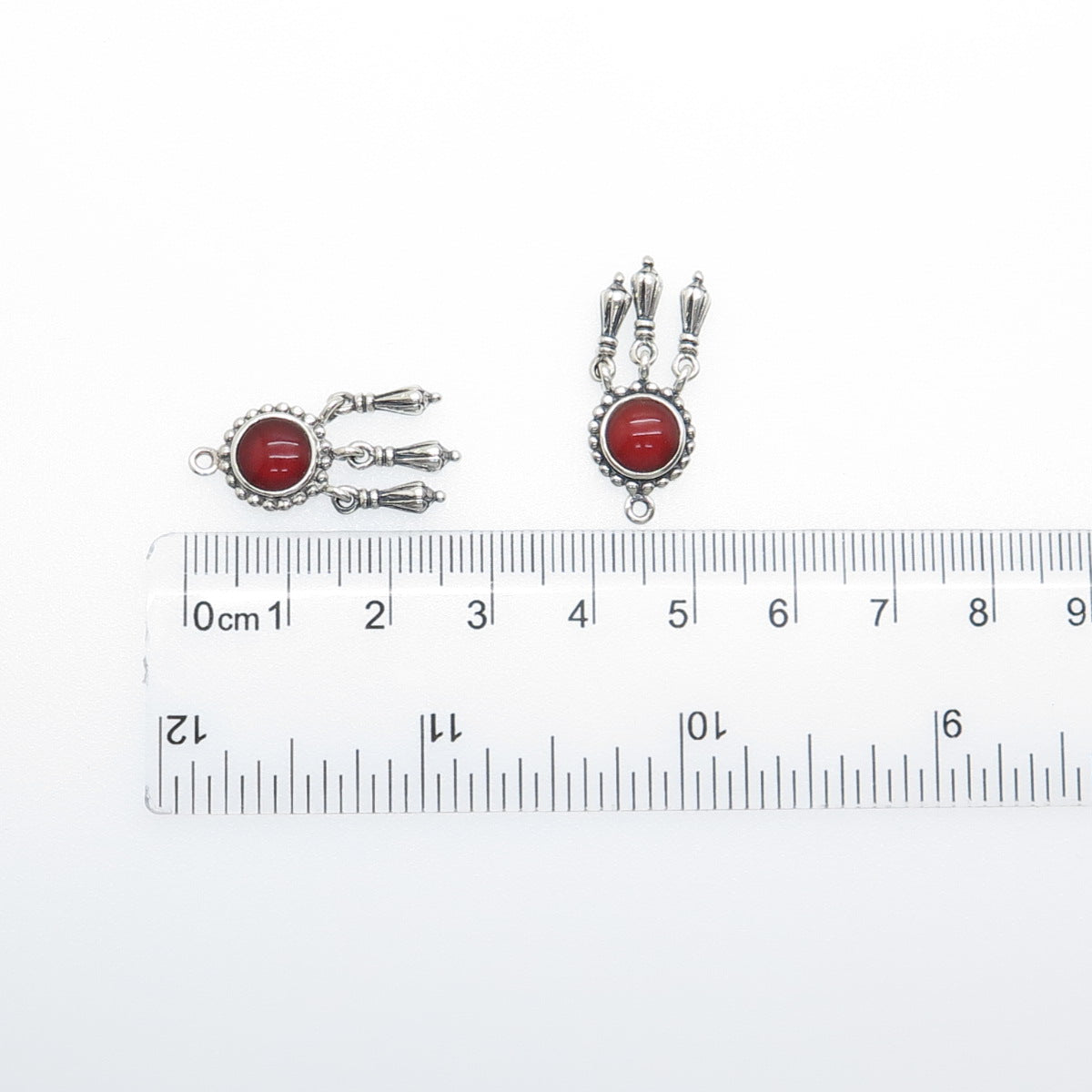 925 Sterling Silver Vintage Real Carnelian Modernist Dangle Jacket Earrings