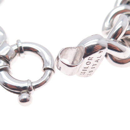 MILOR 925 Sterling Silver Vintage Italy Hollow Curb Link Bracelet 7"