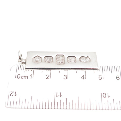 Carr’s of Sheffield 925 Sterling Silver Vintage 1977 Bar Charm Pendant