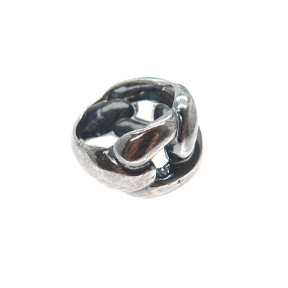925 Sterling Silver Vintage Modernist Cable Link Oxidized Ring Size 6.25
